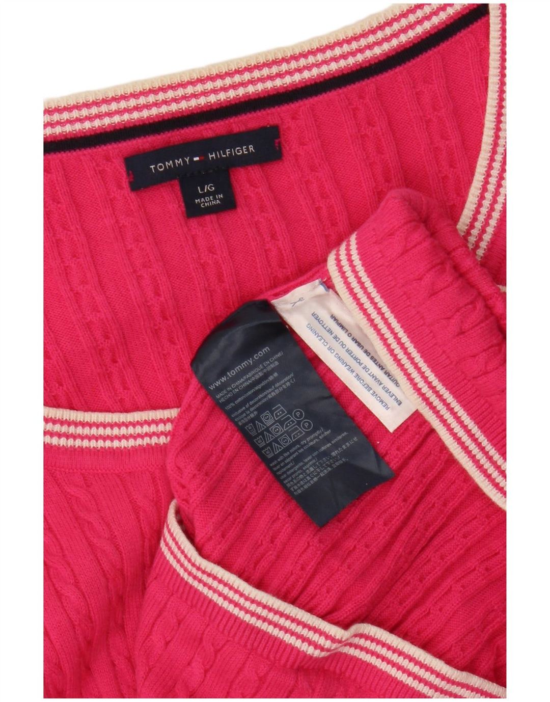 TOMMY HILFIGER Maglione da donna con scollo a barca UK 14 Grande cotone rosa