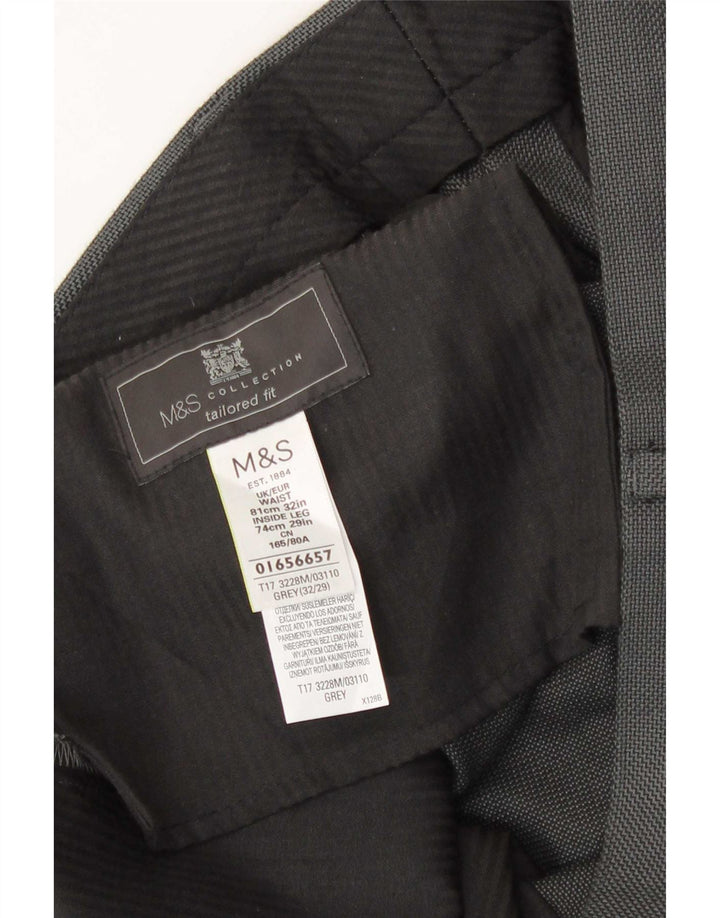 Pantaloni chino su misura da uomo Marks & Spencer W32 L29 poliestere grigio