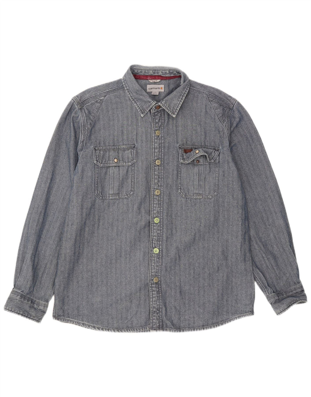 Camicia Carhartt da uomo slim fit grande cotone a spina di pesce blu