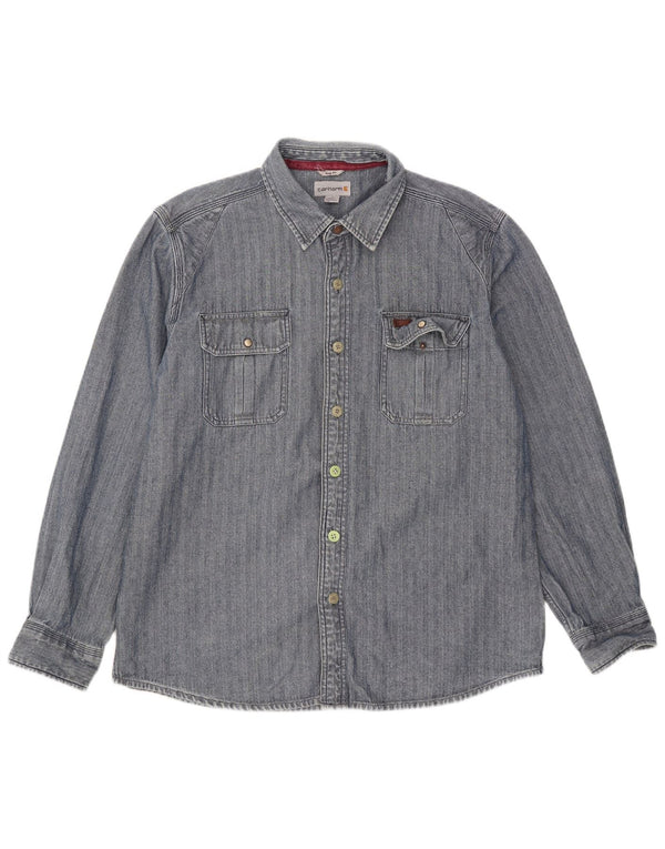 Camicia Carhartt da uomo slim fit grande cotone a spina di pesce blu