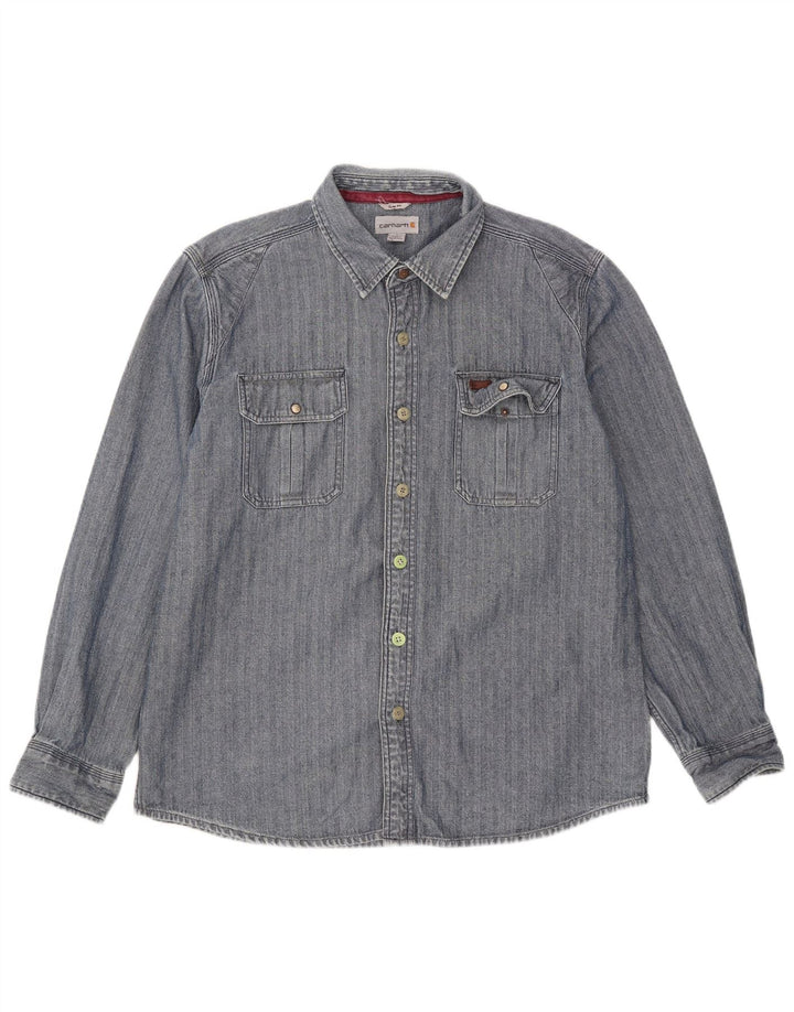 Camicia Carhartt da uomo slim fit grande cotone a spina di pesce blu
