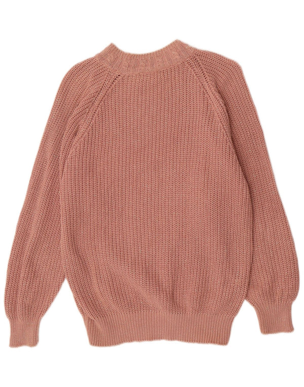 Yorn Maglione maglione girocollo da donna dalla vestibilità comoda UK 10 Piccolo rosa screziato