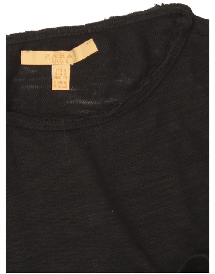 Zara Trafaluc Crop Top oversize da donna a maniche lunghe UK 10 Small Nero