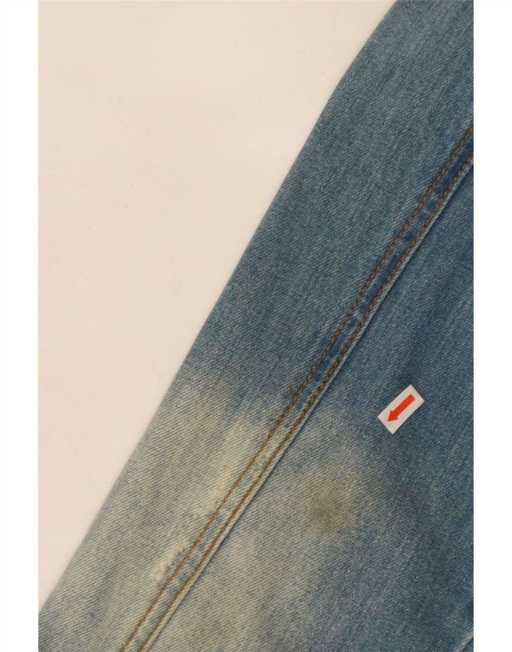 Giacca vintage in denim invecchiato da uomo UK 42 XL in cotone blu