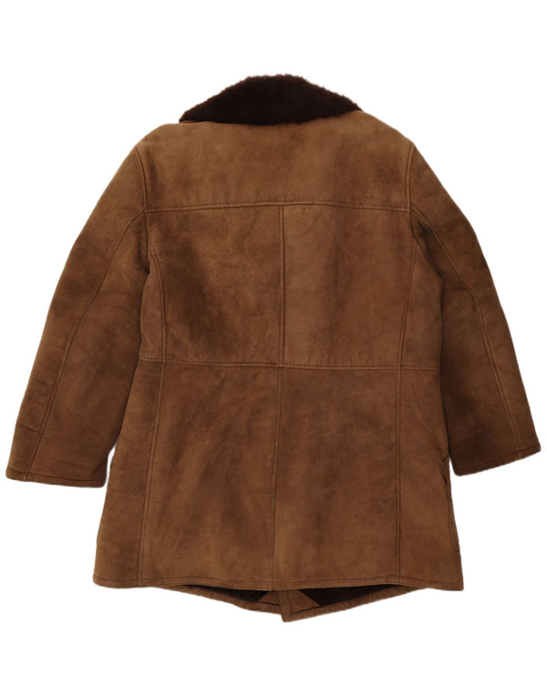 Cappotto doppiopetto in shearling vintage da uomo IT 54 2XL Shearling marrone