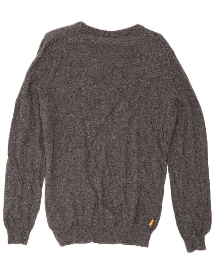 Maglione maglione con scollo a V da uomo Timberland in lana grigio medio