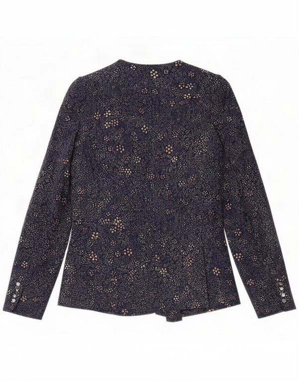 Giacca blazer vintage da donna UK 8 Small Blue Floral Retro