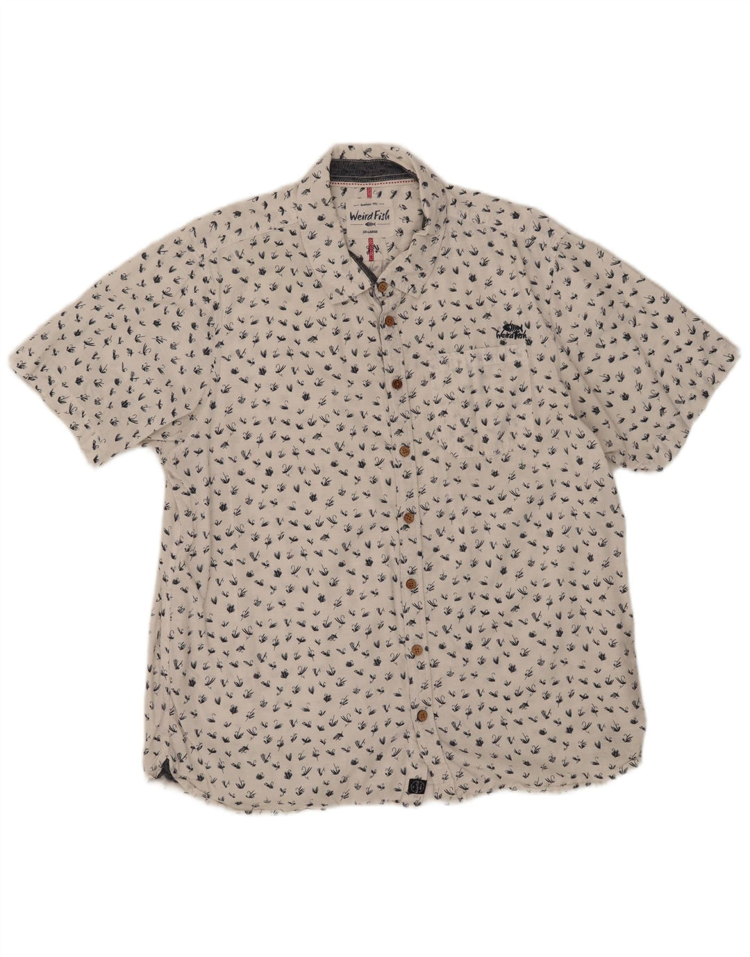Camicia a maniche corte da uomo con motivo astratto Weird Fish 2XL cotone bianco