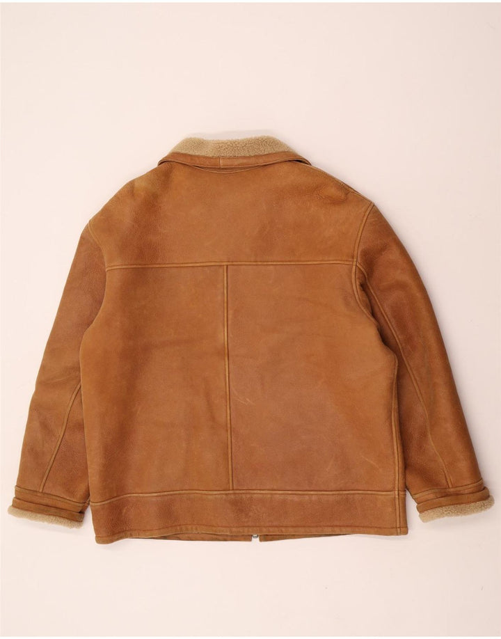 Giacca in shearling da uomo David Moore EU 50 Shearling marrone grande