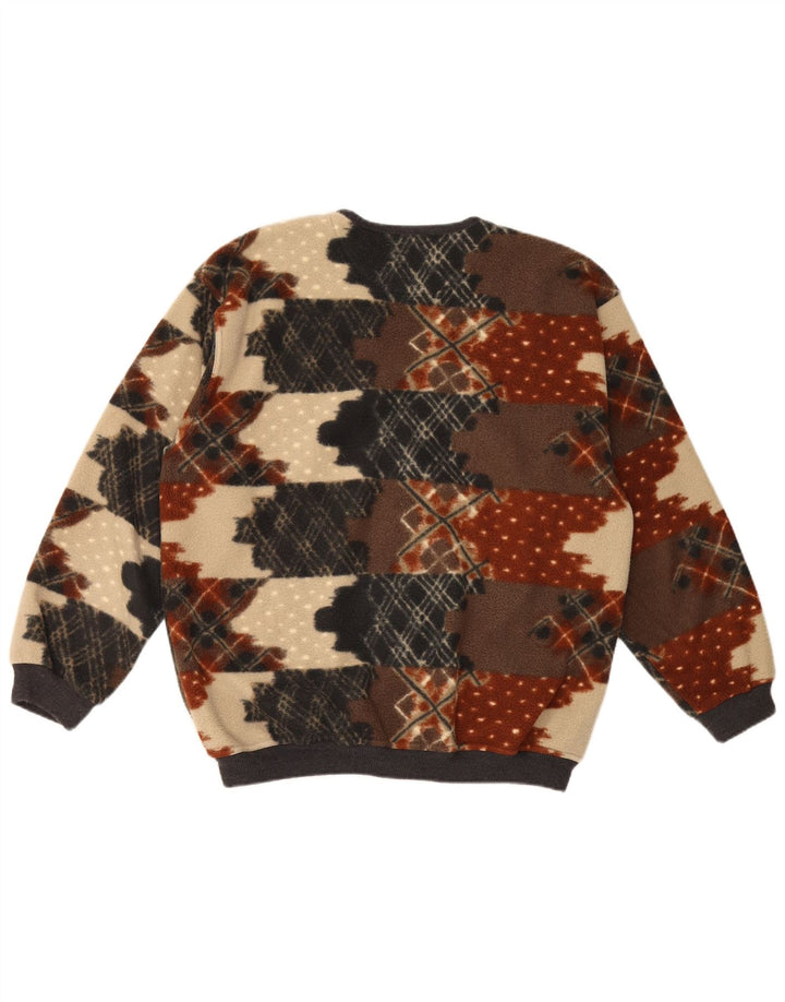 Giacca in pile vintage da uomo IT 50 Poliestere geometrico multicolore medio