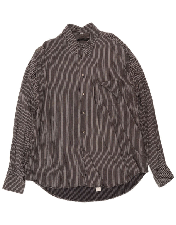 Camicia da uomo taglia 45/46 2XL viscosa rigata nera