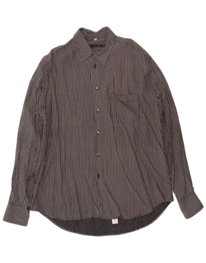 Camicia da uomo taglia 45/46 2XL viscosa rigata nera