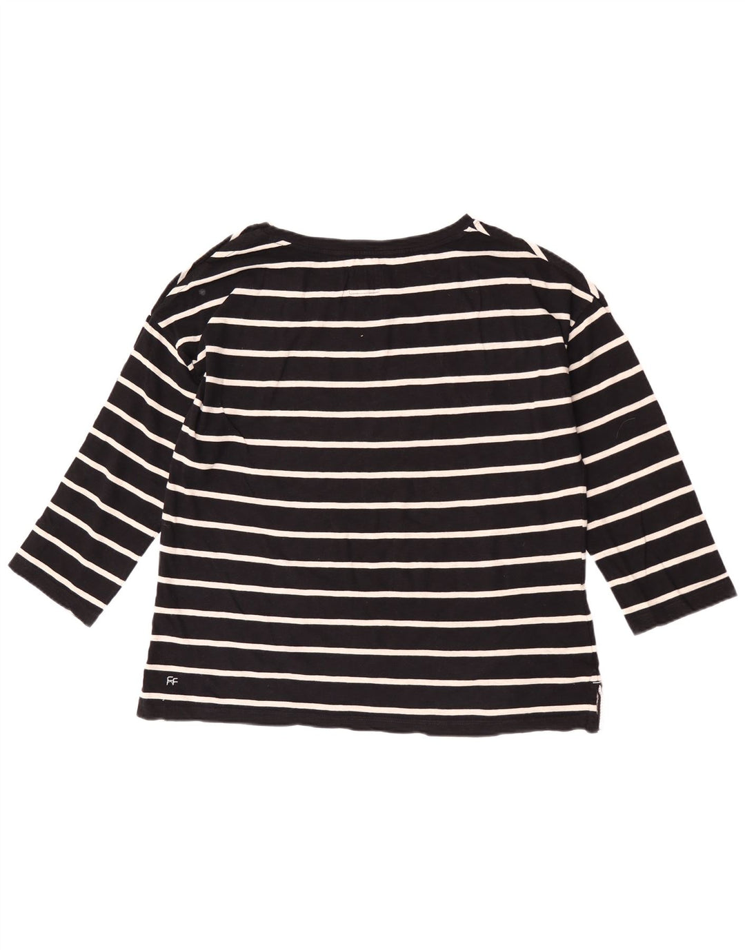 Top da donna Fat Face manica 3/4 UK 12 cotone a righe nere medie