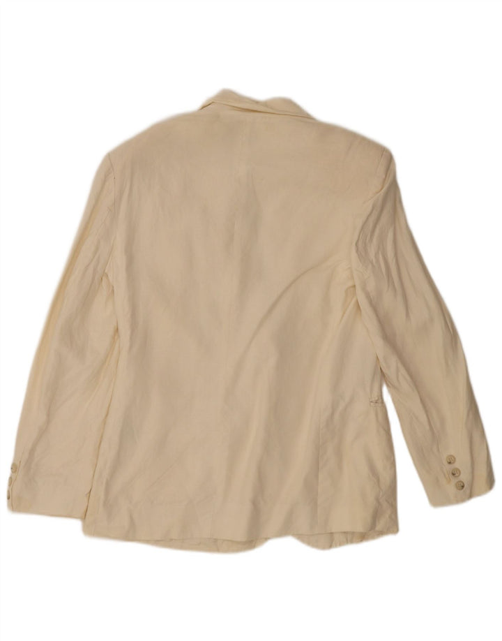Giacca blazer da donna a 2 bottoni Benetton IT 44 Lino bianco sporco medio