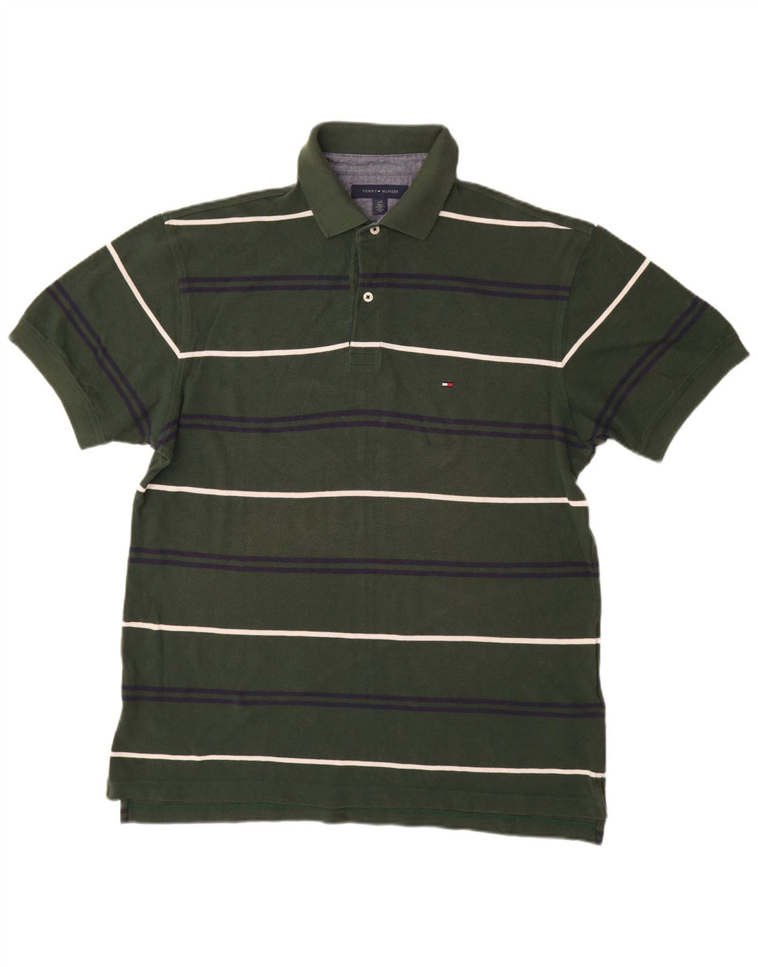 TOMMY HILFIGER Polo da uomo in cotone a righe verdi grandi