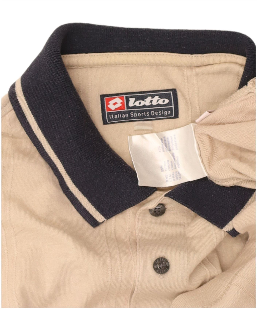 LOTTO Mens Polo Shirt Large Beige Colourblock Cotton