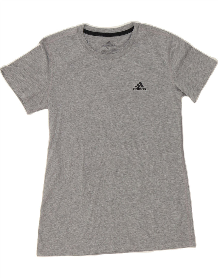 ADIDAS Womens T-Shirt Top UK 6 XS Grey Polyester Vintage Adidas and Second-Hand Adidas from Messina Hembry 