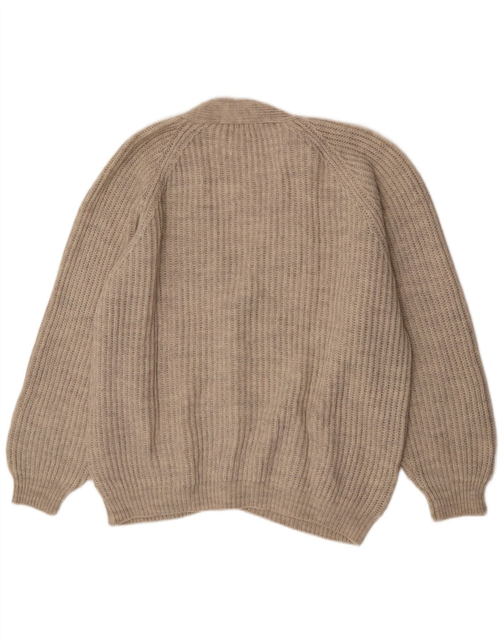 Maglione cardigan da uomo vintage XL in lana beige