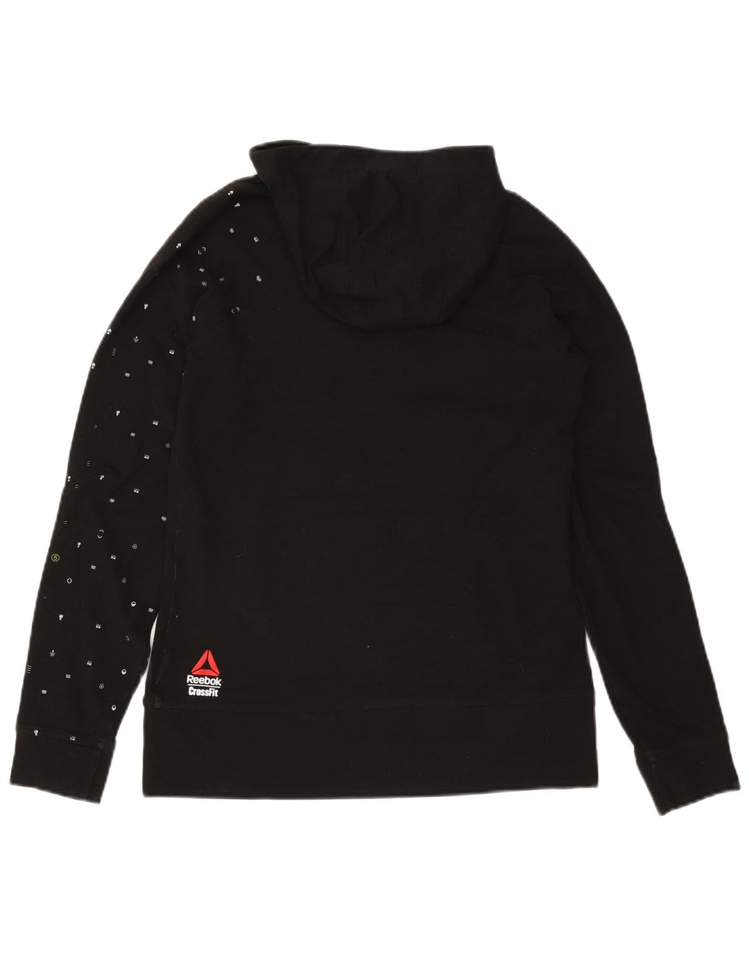 Maglione con cappuccio grafico da uomo Reebok, poliestere nero medio