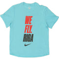 NIKE Womens Dri Fit Graphic T-Shirt Top UK 14 Medium Blue | Vintage Nike | Thrift | Second-Hand Nike | Used Clothing | Messina Hembry 