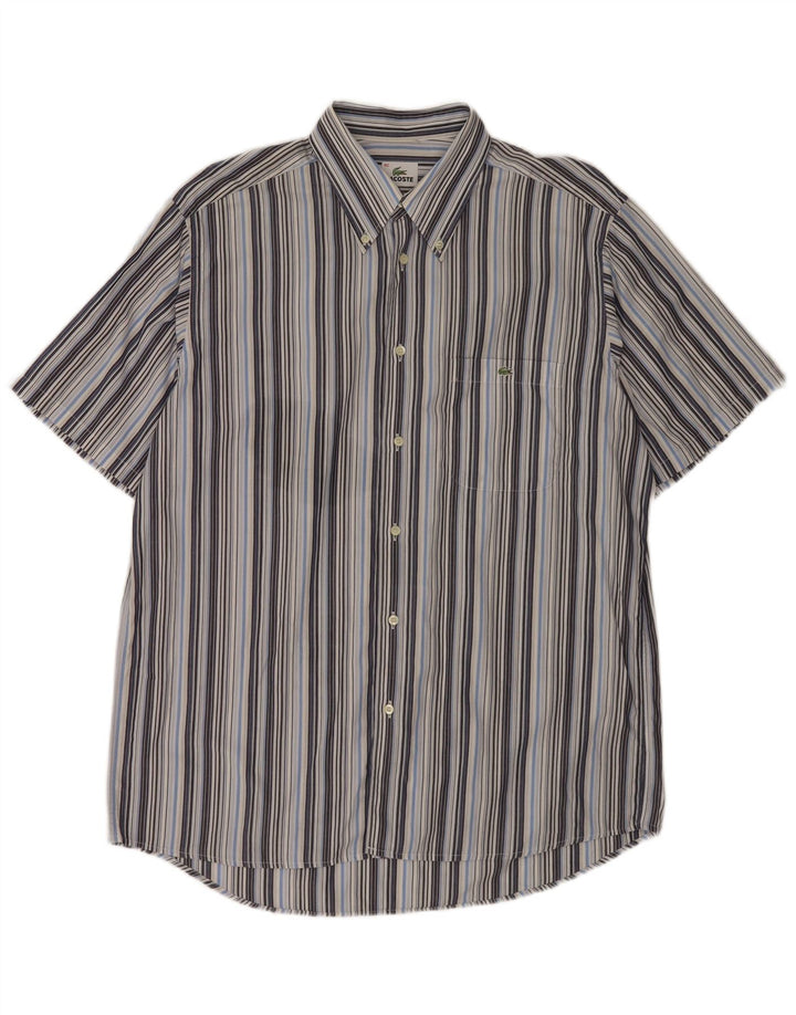 Camicia a maniche corte da uomo Lacoste taglia 42 grande cotone a righe grigie