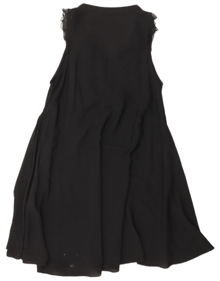 Abito a trapezio da donna ZARA con volant sul davanti UK 18 XL poliestere nero
