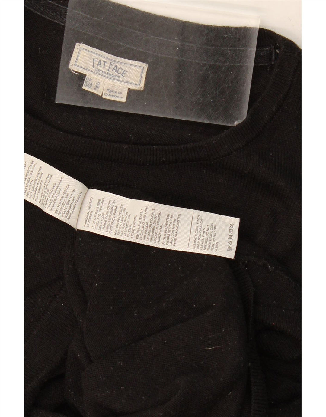 FAT FACE Womens Crew Neck Jumper Sweater UK 10 Small Black Polyester Vintage Fat Face and Second-Hand Fat Face from Messina Hembry 