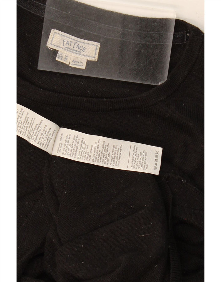 FAT FACE Womens Crew Neck Jumper Sweater UK 10 Small Black Polyester Vintage Fat Face and Second-Hand Fat Face from Messina Hembry 