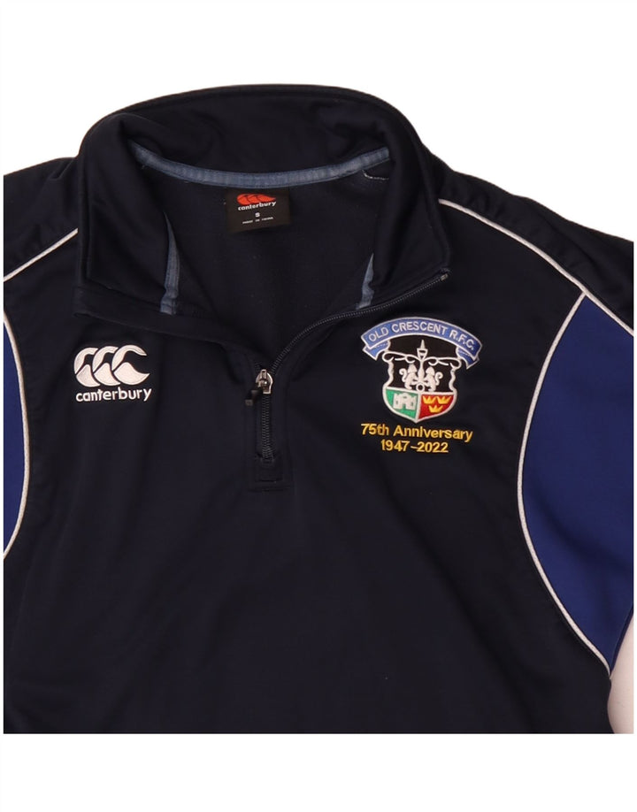 Canterbury - Top da tuta pullover con zip e collo da uomo, piccolo, color block blu navy