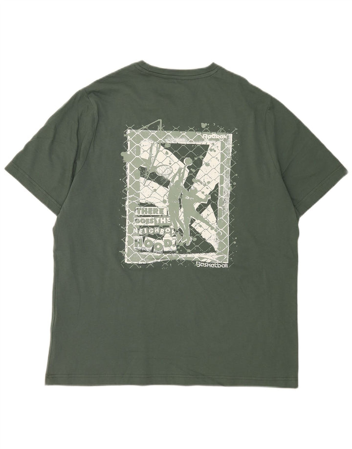 T-shirt grafica da uomo Reebok Top in cotone verde medio