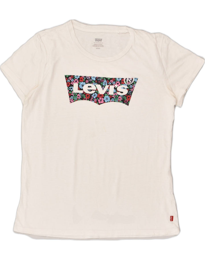 LEVI'S Womens Graphic T-Shirt Top UK 10 Small White | Vintage Levi's | Thrift | Second-Hand Levi's | Used Clothing | Messina Hembry 
