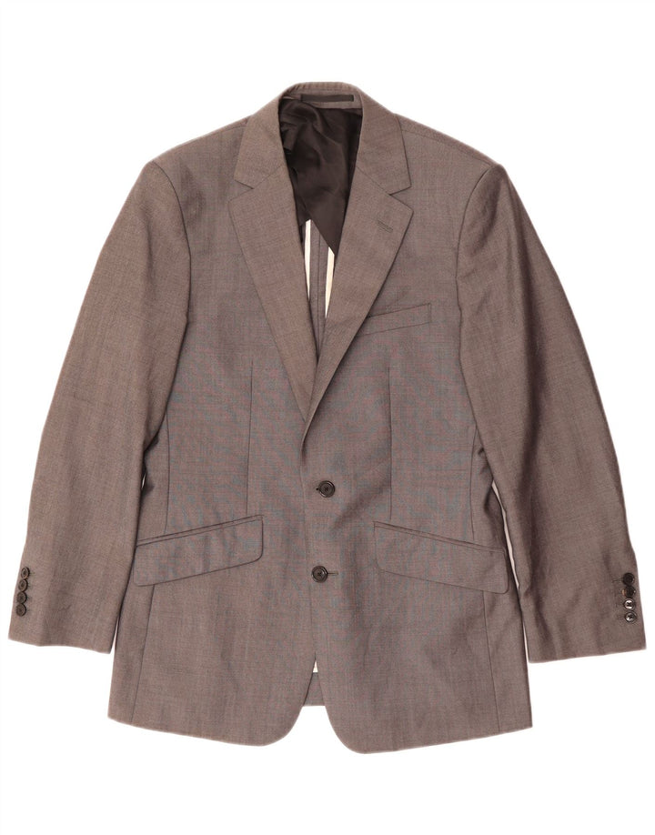 Giacca blazer da uomo a 2 bottoni Reiss UK 38 lana grigio medio