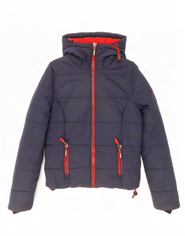 Giacca imbottita con cappuccio da donna Superdry UK 6 XS poliestere blu navy