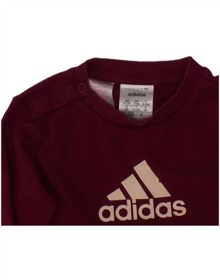 Felpa grafica ADIDAS per neonata, 9-12 mesi, in cotone bordeaux