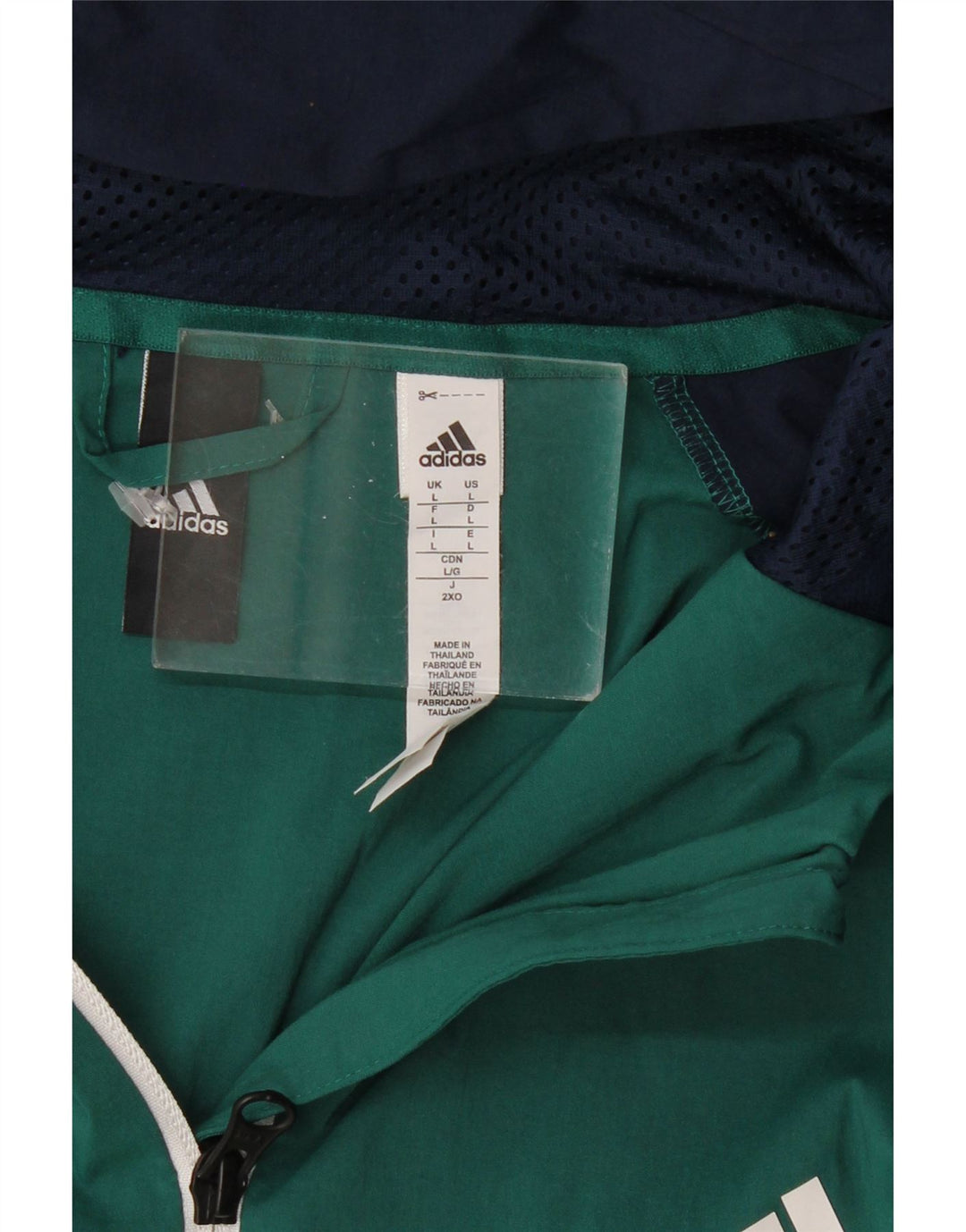 Giacca sportiva da uomo con cappuccio ADIDAS grande in nylon color block verde