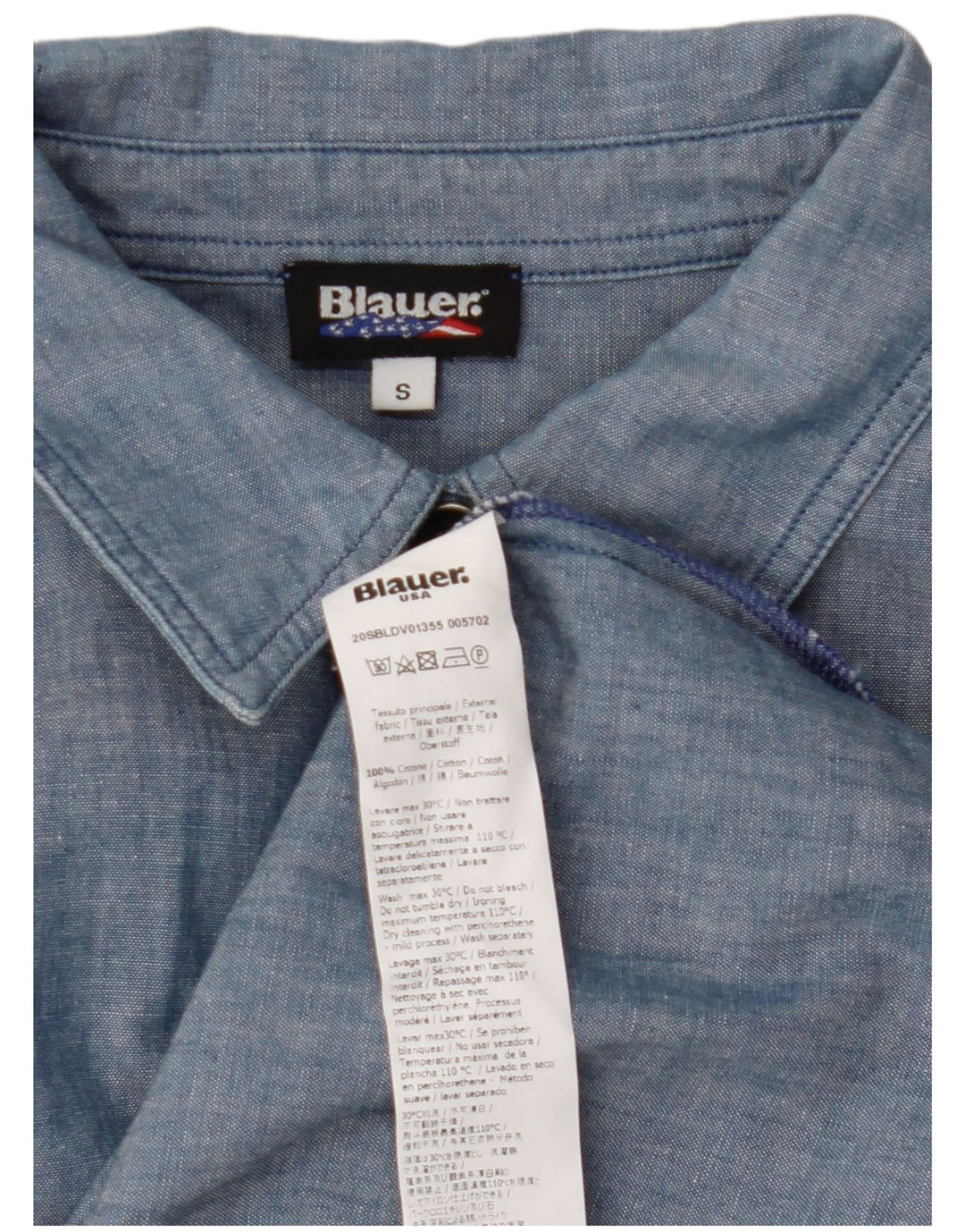 BLAUER Abito camicia pullover militare da donna UK 10 piccolo cotone blu