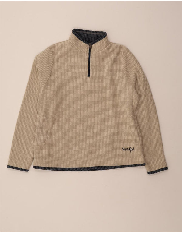 WEIRD FISH Womens Zip Neck Fleece Jumper UK 18 XL Beige Polyester