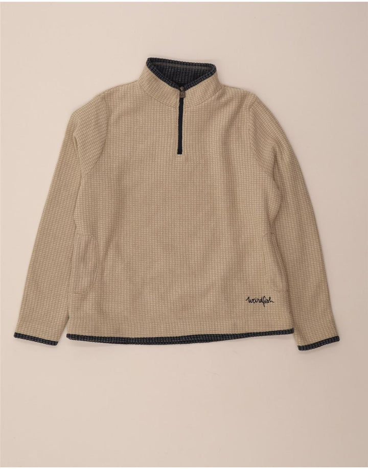 WEIRD FISH Womens Zip Neck Fleece Jumper UK 18 XL Beige Polyester