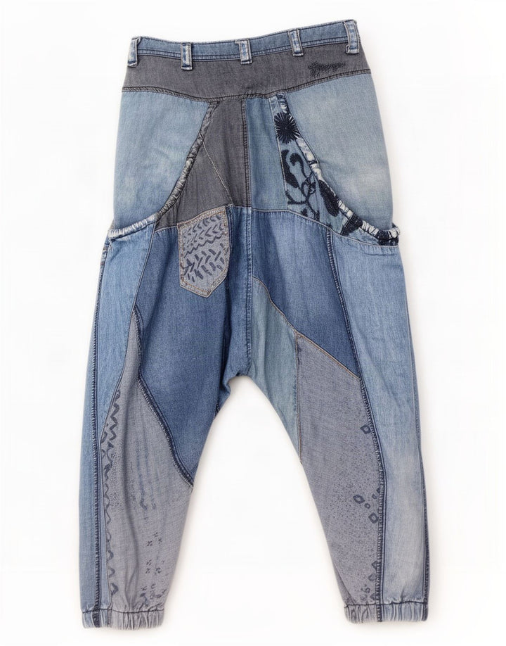 Jeans Desigual da donna Harem con cavallo basso W30 L13 cotone patchwork blu