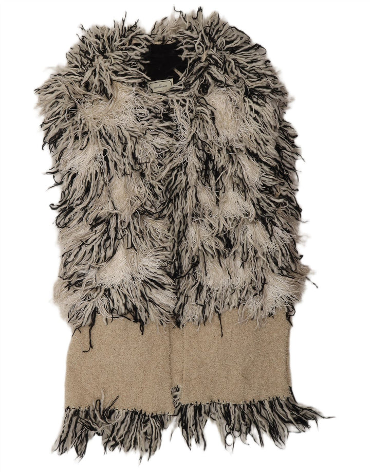 MALENE BIRGER Maglione cardigan da donna UK 10 Piccolo bianco sporco bohémien