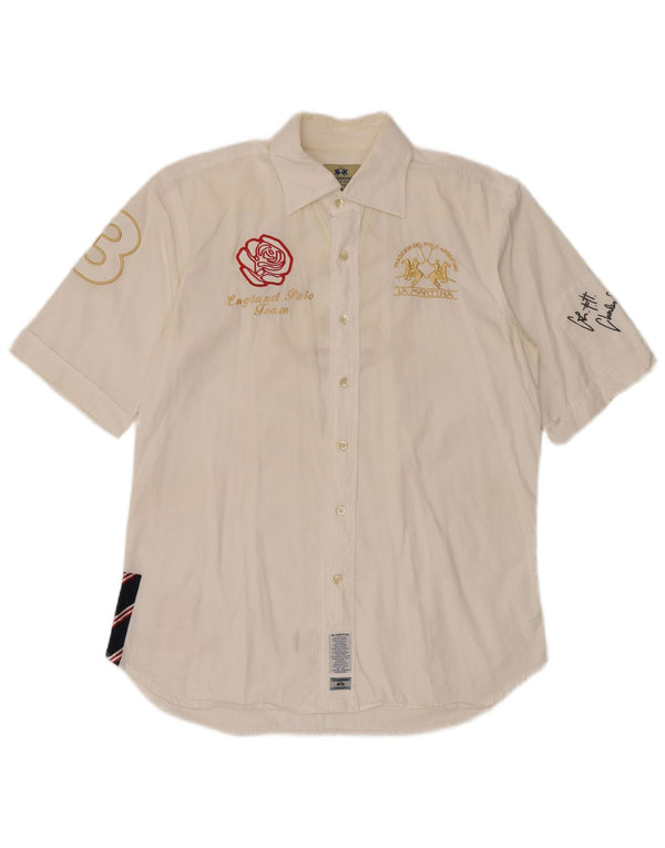 La Martina Polo da uomo Team England Graphic Maglietta a maniche corte XL Bianca