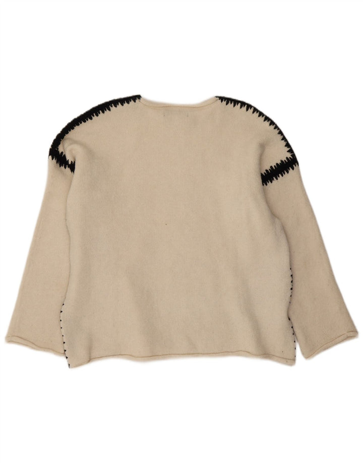 Maglione Zara da donna con scollo a barchetta UK 14 blocco colore bianco medio