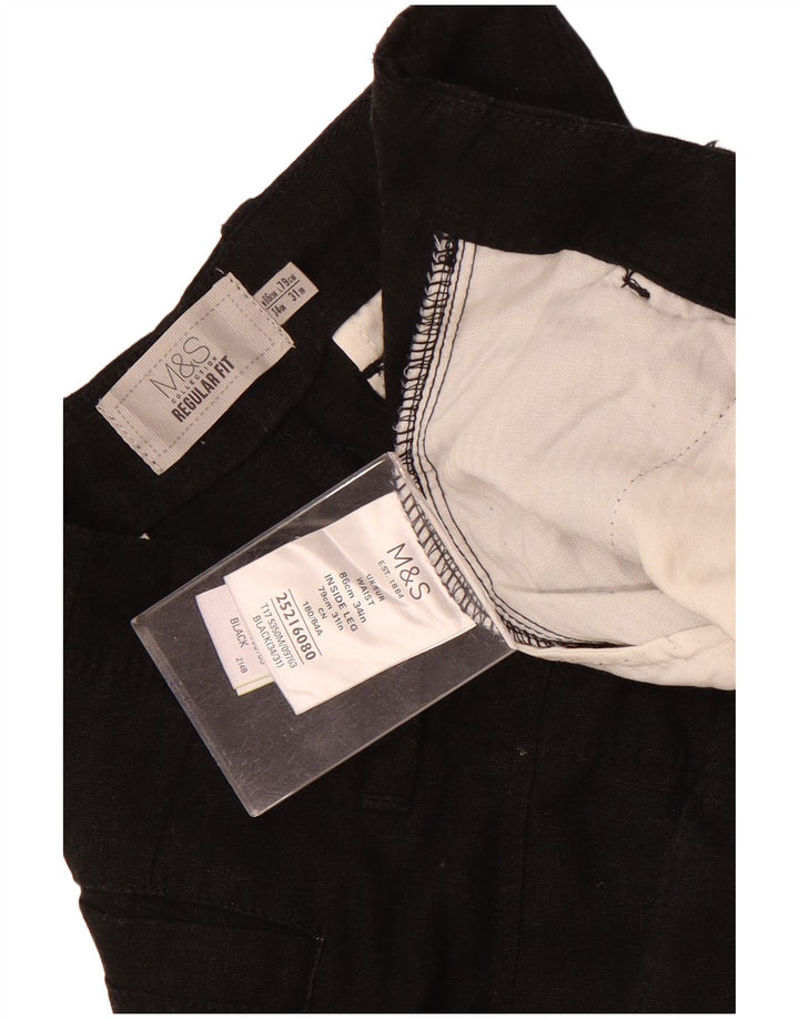 Pantaloni chino vestibilità regolare da uomo Marks & Spencer W34 L31 lino nero