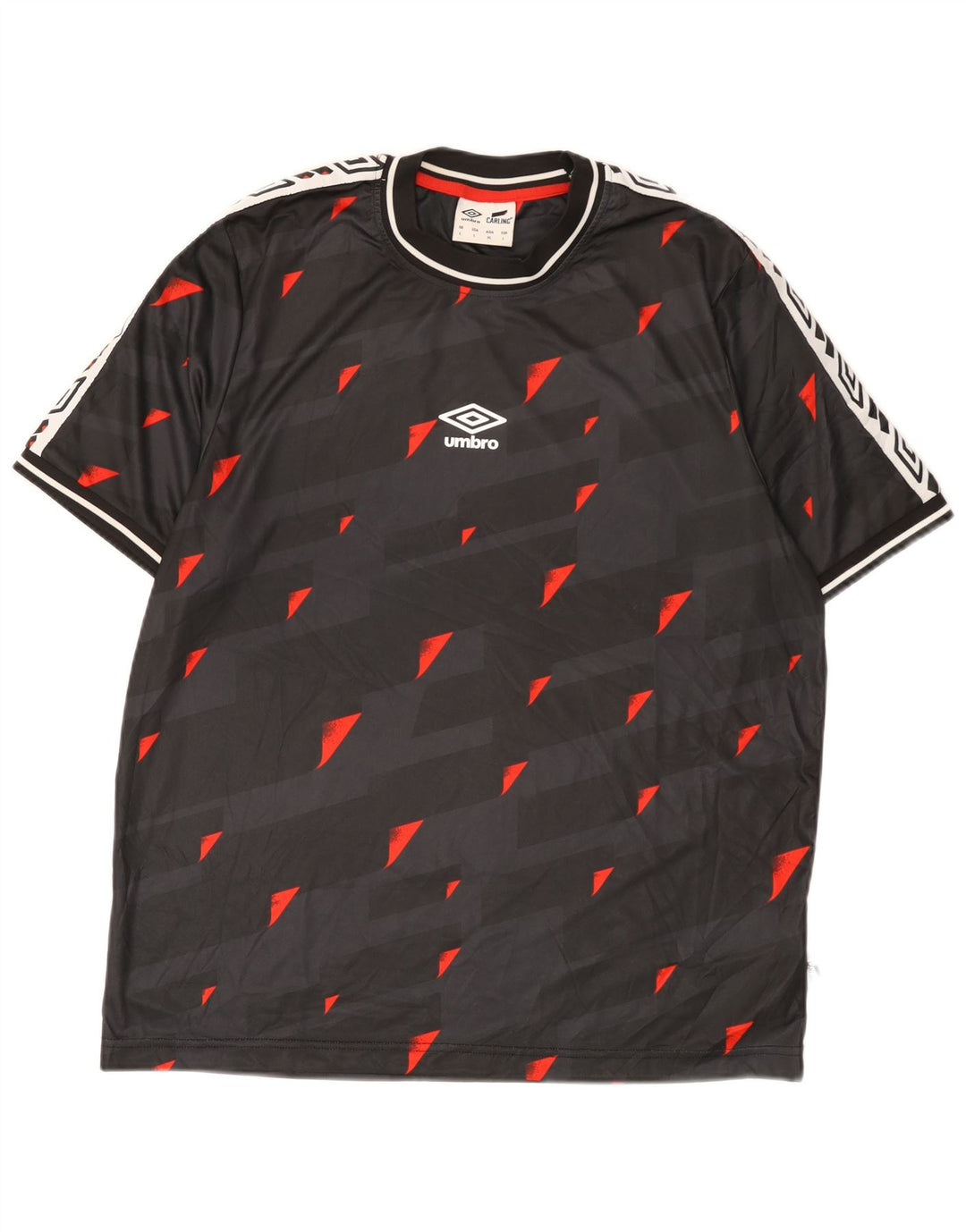 T-shirt grafica da uomo Umbro Top grande poliestere geometrico nero
