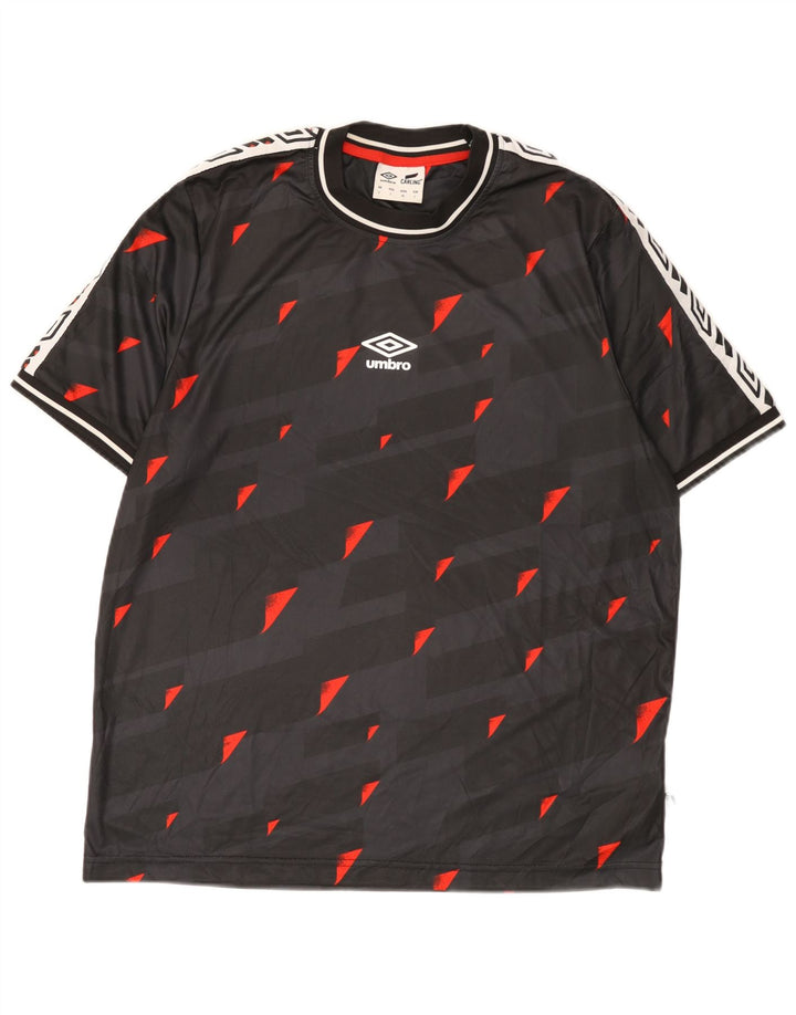 T-shirt grafica da uomo Umbro Top grande poliestere geometrico nero