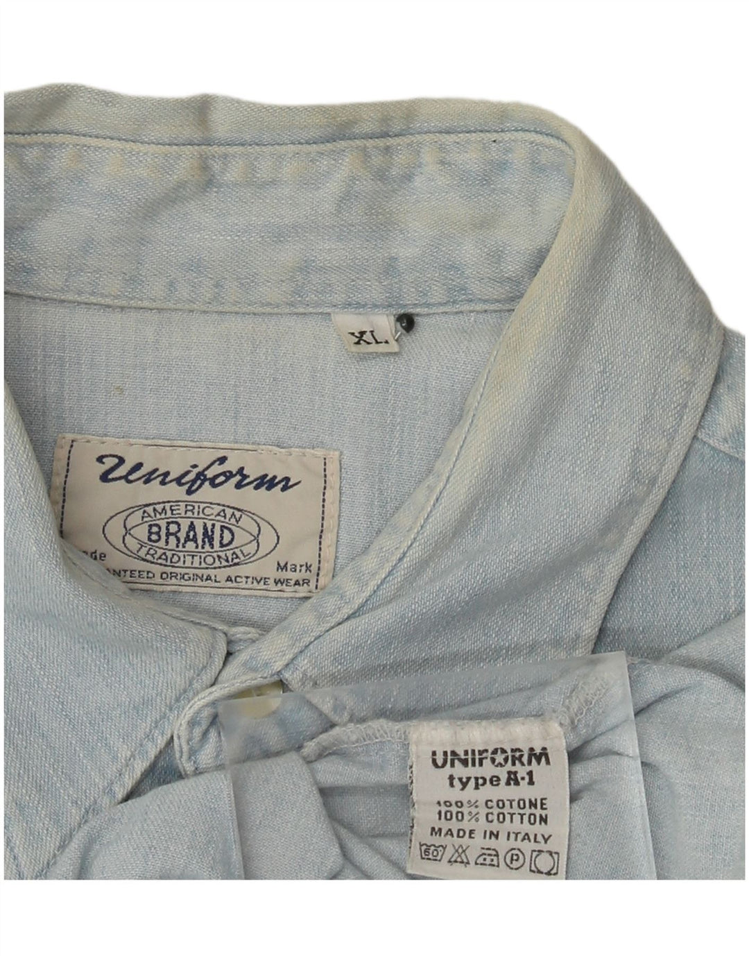 Camicia di jeans da uomo uniforme XL in cotone blu