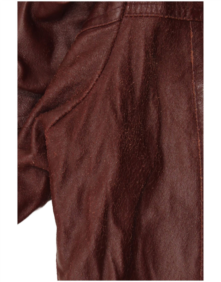 Giacca blazer in pelle da uomo a 4 bottoni VINTAGE IT 50 grande in pelle bordeaux