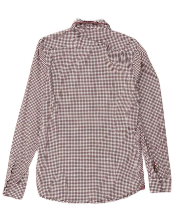 Camicia da uomo Ted Baker taglia 2 piccola in cotone a quadretti bordeaux
