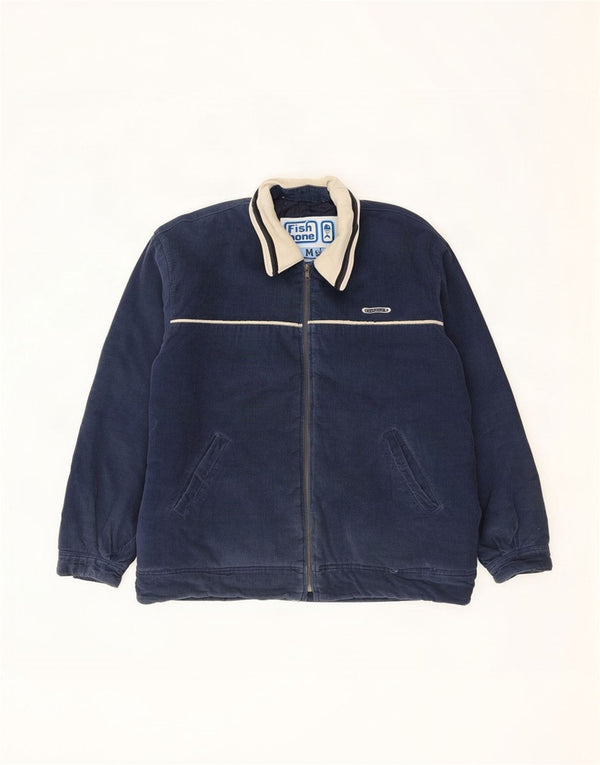 Giacca da uomo in velluto a coste con grafica Fishbone UK 42 XL Cotone color block blu navy
