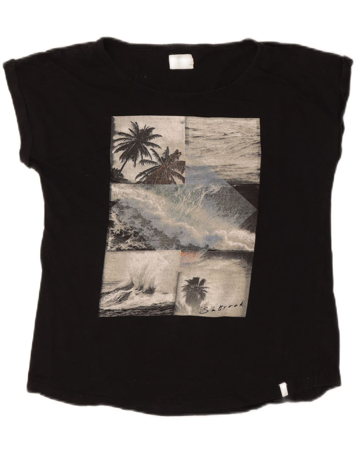 T-shirt grafica da donna SALTROCK Top UK 12 cotone nero medio